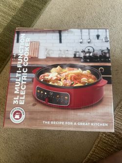 Multi-Function Electric Cooker 3L Red New In Box by Chef's Counter Slow Cooker