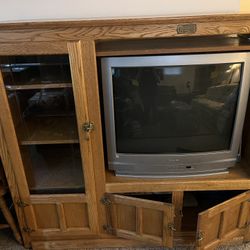 White Clad Solid Oak Entertainment Center