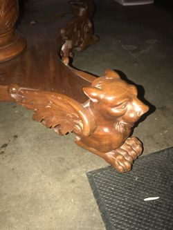 Antique Griffin base pedestal dining table