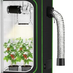 2x2 Grow Tent, 24"x24"x48'' High Reflective 600D Diamond Mylar Canvas with Observation Window and Floor Tray for Hydroponic Indoor Plant Growing