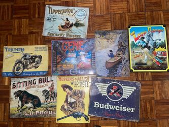 Vintage Retro Tin Sign Collection – Set of 8