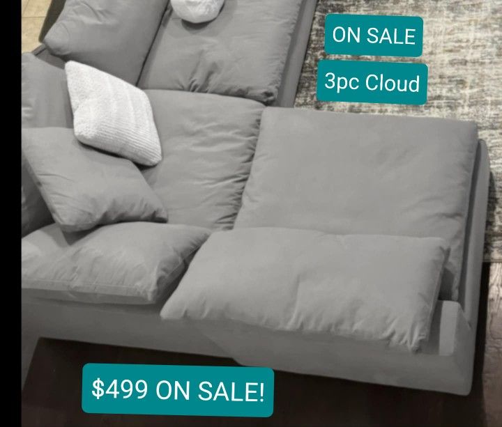 Grey Cloud Modular Sectional Couch Sofa