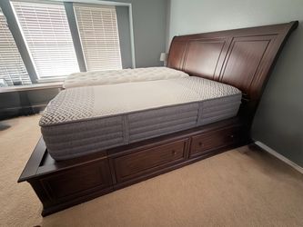 King Sleigh Bed Frame with Storage Drawers