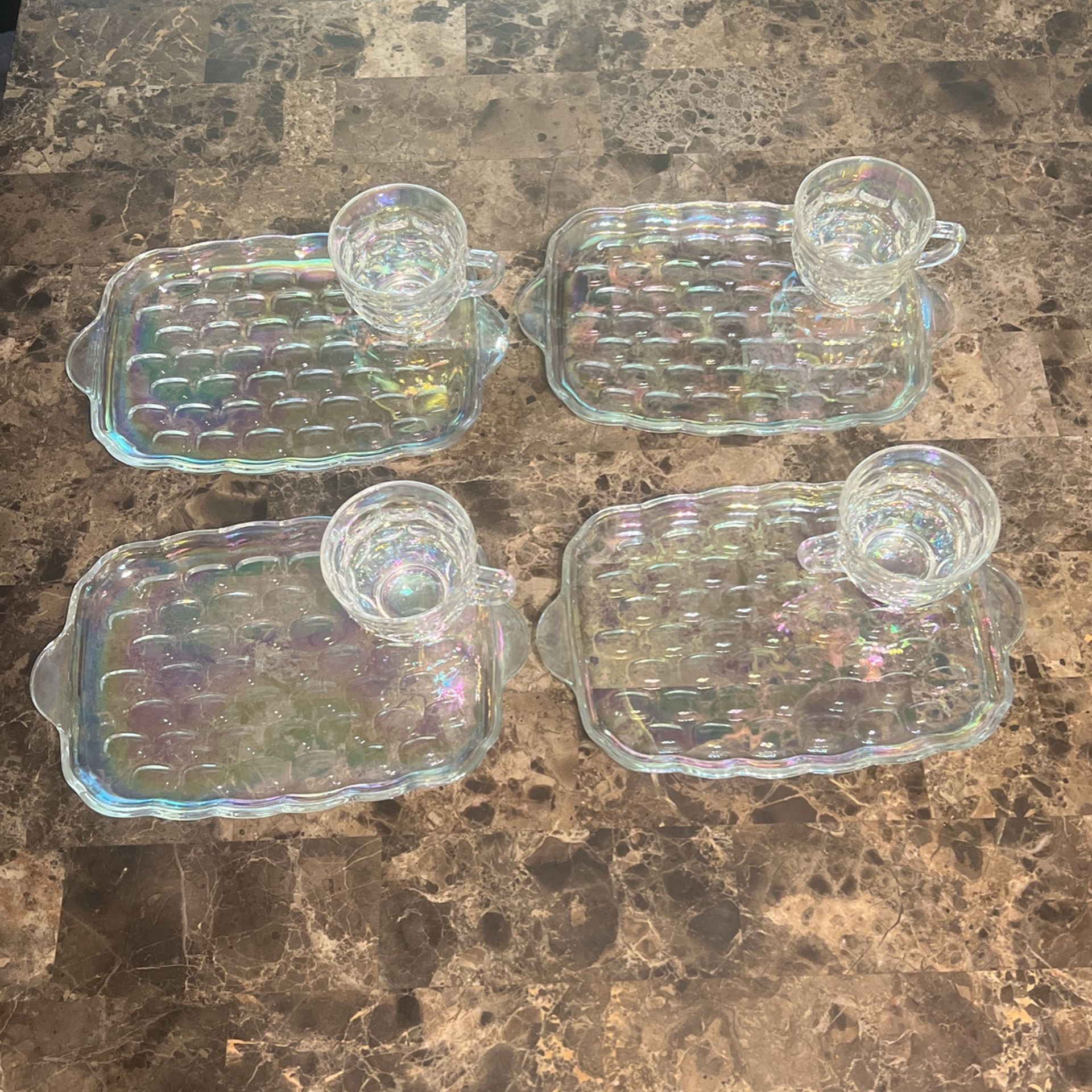 Vintage Iridescent Tea/plate Set From The 60’s
