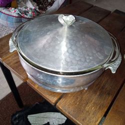 Hammered Aluminum Server with Pyrex Bowl