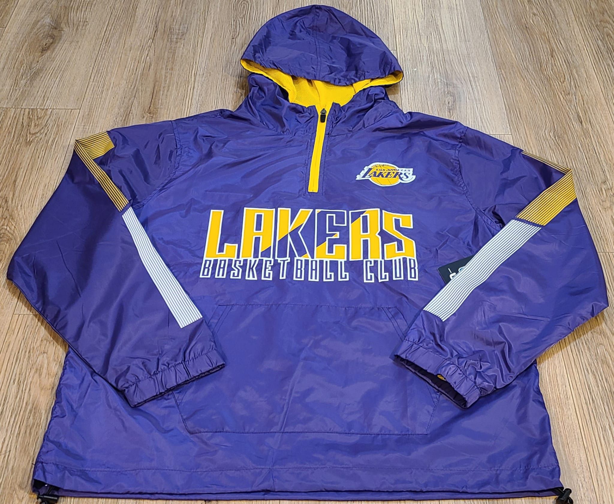 NBA Los Angeles LA Lakers 1/4 Zip Hooded Windbreaker Pullover Jacket Size  Large