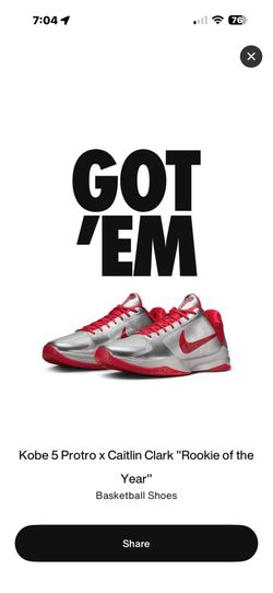 kobe 5 protro caitlin clark rookie of the year size:8.5 men’s