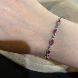 Lovely Mozambique Ruby &  Zircon adjustable Bolo Bracelet - new! 