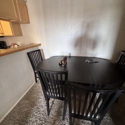 Expandable Black Wood Dining Table – 4 Seater