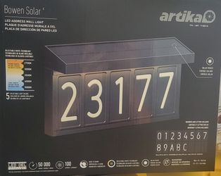 Brand New Artika Bowen Solar LED Address Light - Customizable House Numbers