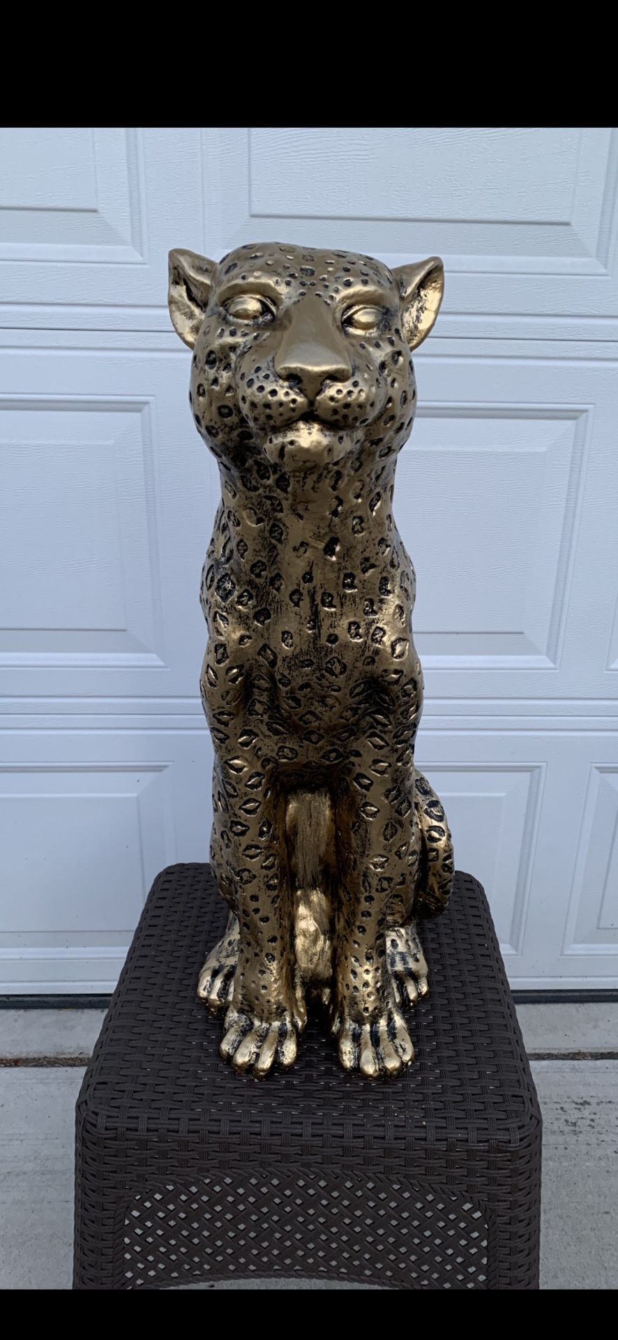 3 Foot Tall, Golden Leopard Statue