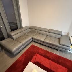 Aurora Grey Leather Couch