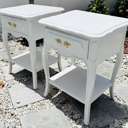 Pair Of French Provincial Solid Wood End Tables