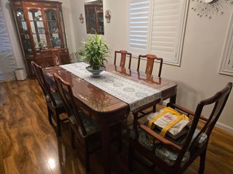 Chinese Hand made furniture. Dining room table and chairs, China cabinet, and living room set