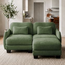 Rosedale 71" Modular L-Shaped Curve Design Sectional Sofa with Ottoman