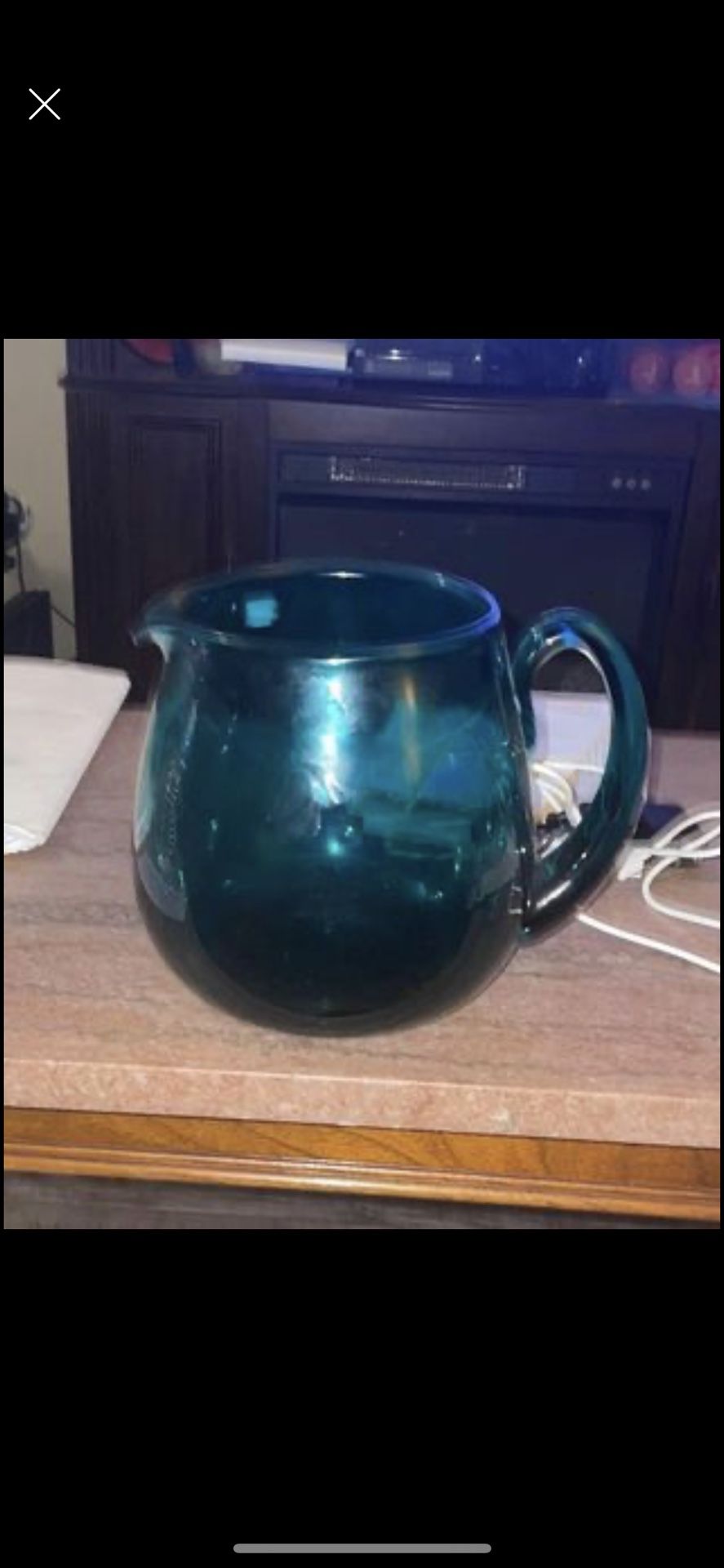 Vintage BLENKO Teal Green Glass Hand Blown Pitche