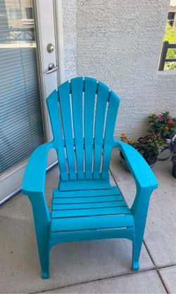 Teal Adirondack heavy duty plastic patio lawn chair