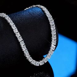 moissanite 4MM Tennis moissanite Necklace | 925 Silver Unisex 24inches 