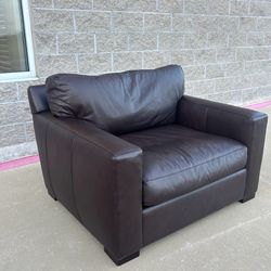 Crate & Barrel Leather “Axis 48” Mocha Accent Club Chair
