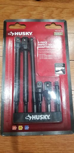 HUSKY 6 Piece Impact Socket Adapter Set Shank 1/4” 3/8” 1/2”