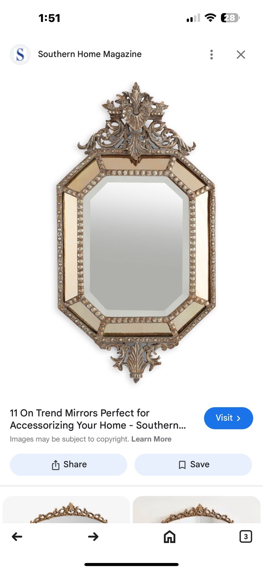 Vintage Hacienda Matte Silver Iron Studded Mirror