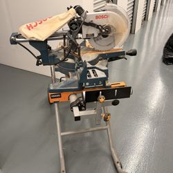 BOSCH MITER SAW WITH RIGID ROLLING STAND AND A FEW ADD ONS