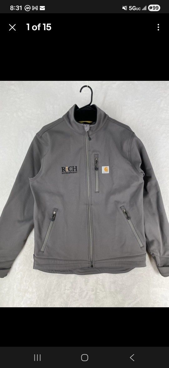 Carhartt Jacket Mens Medium Gray Rain Defender Relaxed Fit Heavyweight Softshell