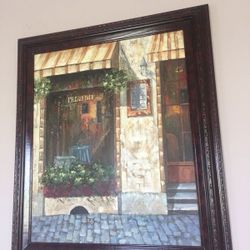 Cafe Painting with Frame (canvas) 