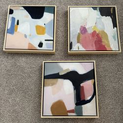 Set of three Pink Tango Wall art on Canvas