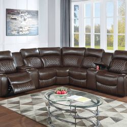 Brand New Power Reclining Gel Leatherette Sectional Set 
