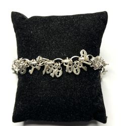 925 sterling silver locks and keys charm bracelet size 7” L
