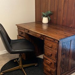 Vintage Oak Desk And Chair