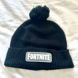 Fortnite Black Kids Beanie Hat With Pom Pom