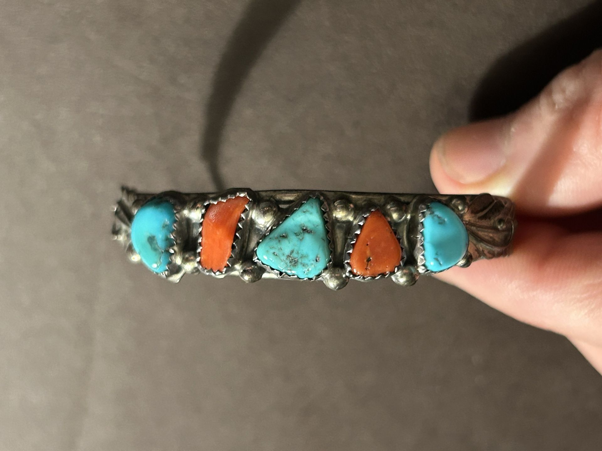 Vintage Sterling Silver & Turquoise Cuff Bracelet Marked R. S. Sterling Beauty!