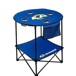 LA Rams 27.6” Round Tailgate Table With Shelf Brand New