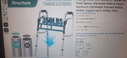 Title: Brand New Folding Adjustable Walker with Wheels – 350 lb Capacity – Only $20