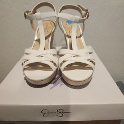 Jessica Simpson White Wedge Size 7 1/2 New In Box