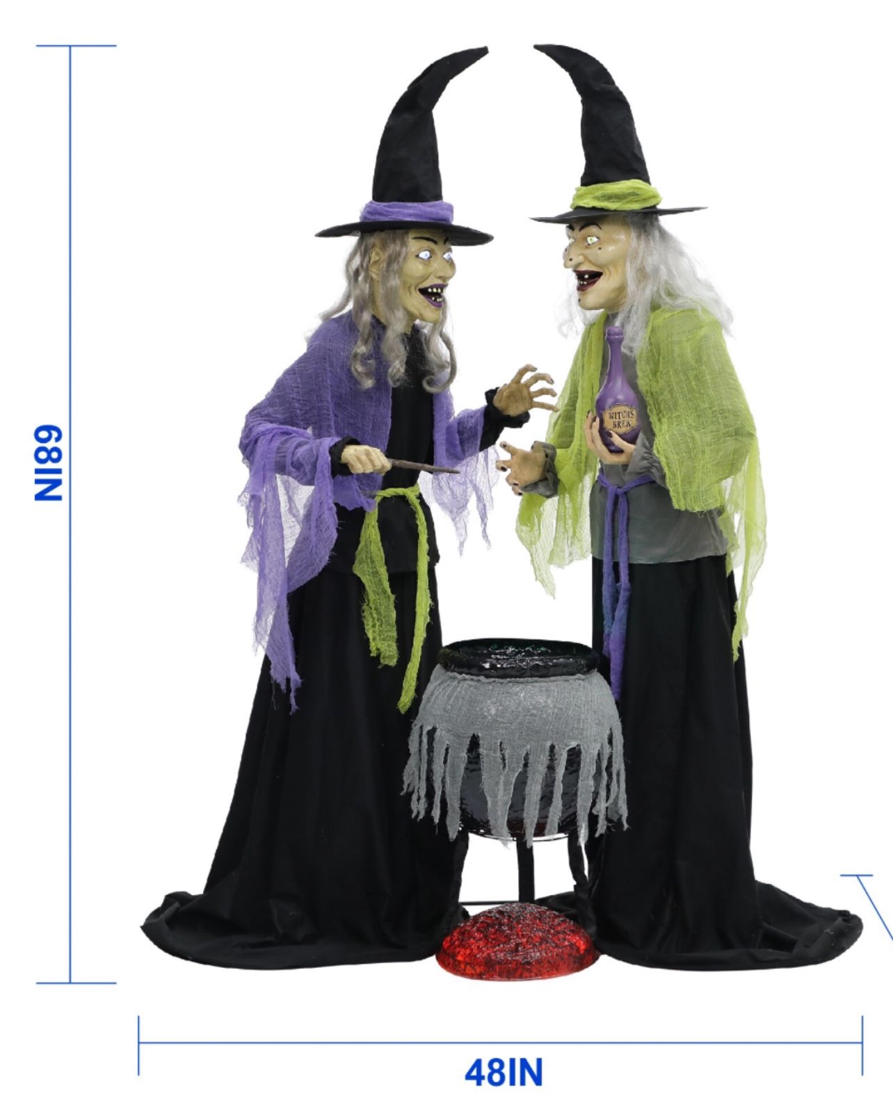 68 in Lighted Animatronic Witches with Cauldron Brand new still in box 68