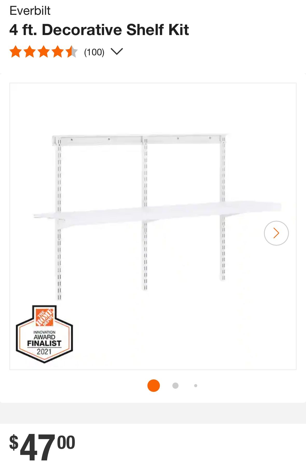 4 ft. Decorative Shelf Kit New 