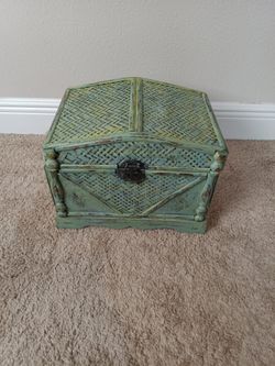 Green Wicker Keep Safe Box