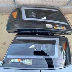 04-08 Ford F150 06-08 Lincoln Mark LT LED DRL Projector Headlights Luces Focos Micas Faros Faroles Headlamps 