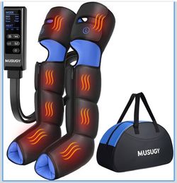 Leg Compression Massager with Heat for Circulation and Pain Relief Sequential Full Leg Air Compression Boots, Recovery System, 6 Mode, 9 Intensity, 3 