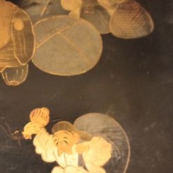 Japanese urushi lacquered & decorated tray, 1900-50