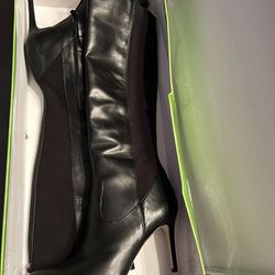 Sam Edelmam Black Leather And Stretch High Heel Boots
