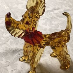 Vintage Amber Colored Glass Dog Figurine