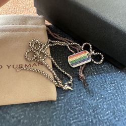 David Yurman Colorful Dog Tag Pendant Necklace