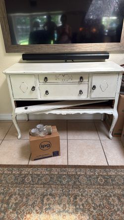 White Antique sideboard, functions as TV stand or dresser