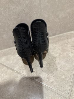 Black Snake Embossed Stiletto Ankle Boots