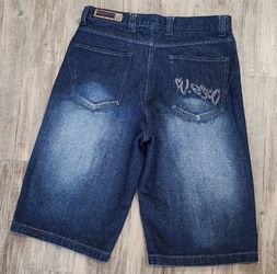 Mens Y2k Willie Esco Duns Denim Shorts Jorts Size 36x15 Baggy Hip Hop Vintage.