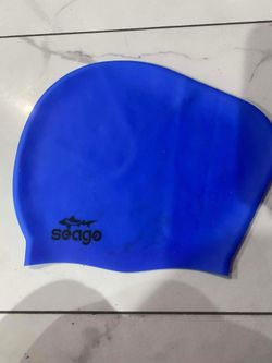 Seago Adult Blue Long Hair Silicone Swim Cap